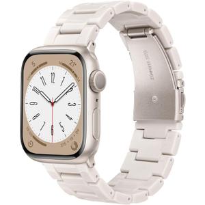 V-MORO Resin Band Compatible with Apple Watch Bands Series 11/10/9/8/7 Fashion Lightweight Bracelet 42mm/41mm/40mm/38mm for iWatch 6/5/4/3/2/1/SE with Starlight Buckle Women Men(Starlight)