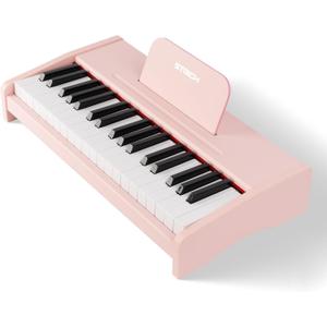 STRICH 37 Keys Kids Piano Keyboard, Mini Digital Piano for Kids, Volume Adjustable, Music Book, Wood Piano for 3+ Girls and Boys, Pink Color, SEK-37
