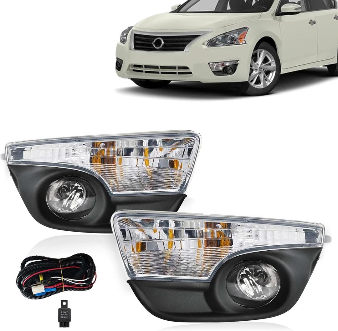 Pair Fog Light & Corner Turn Signal Lamp Assembly Fit for 2013-2015 Altima W/Wiring Driver and Passenger Side NI2531118