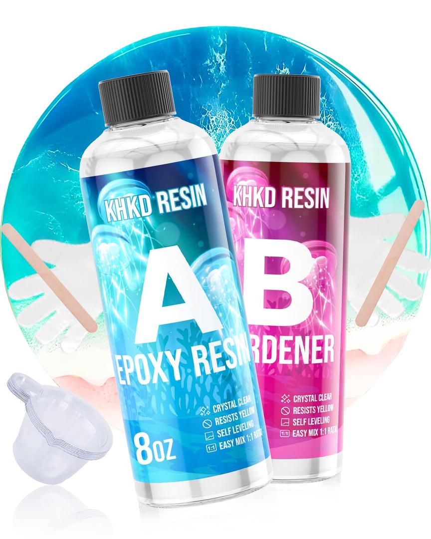 Crystal Clear Epoxy Resin Kit, 16OZ Epoxy Kit - High-Gloss & Bubbles Free, Self-Leveling Art Resina, Food Safe Resin for DIY Art,Wood, Jewelry, Coating, Casting Bar Top, River Tables