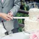 Wedding Cake Knife and Server Set, Silver Cake Cutting Set for Wedding, 4 Pieces Set with Forks for Engagements, Anniversaries, Bride and Groom
