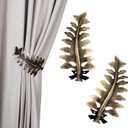 SUQ I OME 1 Pair New European Leaf Curtain Tiebacks Curtain Holdbacks Decorative Wall Hooks Hanger for Drapes Linen Holder Window Treatment Hardware, Bronze