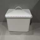 Creative Co-Op Distressed White Bread Box with Lid, 13.5" L X 8.5" W X 12" H