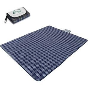 Wind Tour Family Outdoor Waterproof Durable Picnic Blankets with Carry Strap,Foldable 5070.9 inch Sandproof Beach Mat for Kids Playground Camping Park Hiking Grass Travelling (1, Navy Blue)