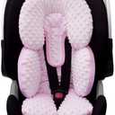 Pro Goleem Infant Car Seat Head Neck Body Support, Ultra-Soft Minky and Microfiber Newborn Car Seat Insert, Perfect for Car Seat, Stroller, 2-in-1 Reversible, Girls, Pink