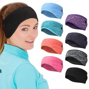 Syhood 8 Pcs Ear Warmer Headbands with Buttons Fleece Muffs Headband Winter Running Sweatband Stretchy Ear Cover Cold Weather Muffs Sports Earmuff for Women Men Cycling Skiing Jogging(Vivid Colors)