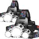 WdtPro Headlamp Rechargeable, 2 Pack 3000LM Bright Headlight, Lightweight Flashlight with 3 Powered LED, Waterproof 90°Adjustable 4 Modes & Tail Lights Head Lamp for Camping Outdoor Running