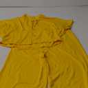 HBQ Women's Summer 2 Piece Outfits Casual Tracksuit Short Sleeve Button Down Crop Top Wide Leg Long Pant Lounge Sets L