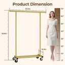 HYSEYY Clothes Rack, Clothing Rack for Hanging Clothes, Rolling Garment Rack Sturdy Coat Rack Portable Wardrobe Rack Metal Closet Rack for Bedroom Laundry Living Room, Gold
