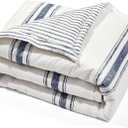 Lush Decor Throw Blanket Farmhouse Stripe, 60" x 50", Navy