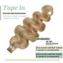 Remy Hair Extensions Strawberry Blonde to Bleach Blonde Tape ins Extensions 30grams/20pcs Soft Straight Fine Blonde Highlights Tape-in Remy Human Hair Pieces(#27/613, 16")