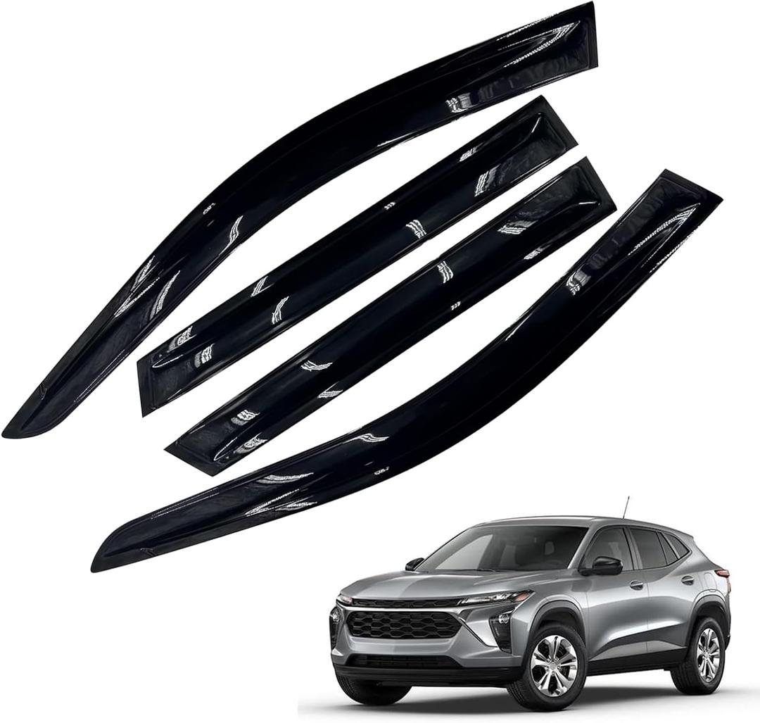 4PCS Window Deflectors Car Outside-Mount Visor Compatible with 2024-2025 Chevy Trax LS 1RS LT 2RS ACTIV Car Accessories Rain Guards Window Visors Vent Deflector