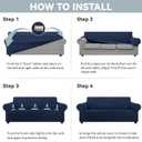 LURKA Stretch Oversized Sofa Slipcovers 1 Piece Couch Covers for 3 Cushion Couch Sofa Furniture Protector Full Sofa Covers with Elastic Bottom for Kids and Pet (X-Large, Navy)