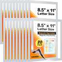 20Packs Magnetic Sign Holder 8.5x11 for Fridge & Metal Surfaces - Magnetic Frames with File/Paper/Document Holder - Photos/Pictures/Posters Frame for Commercial Offices/Stores (Silver)