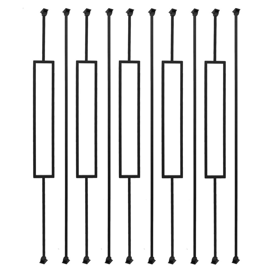 Sidasu 10-Pack Iron Balusters Staircase Rectangular Hollow Stair Spindles Square Craft Spindles Balusters 1/2" Square Balusters for Staircase Interior with Iron Baluster Swivel Shoes