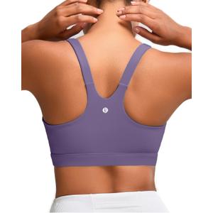 RUNNING GIRL Sports Bra for Women, Molded Cup High Impact Sports Bras for Women with Sewn in Pads (Large, Taro Purple)