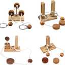 Brain Teaser Puzzle Wooden Threading Rope Loop Puzzle Luban Lock Brain Teaser Game Adult Kids Toy Puzzles for Adults (4)