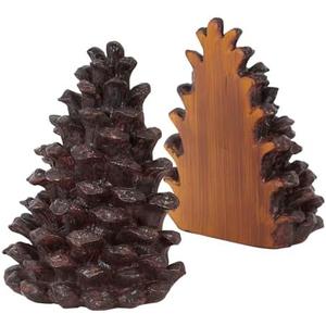 DHUJBFF Pinecone Shaped Resin Book Ends,Rustic Cabin Decor, Decorative Bookends for Home,Office,and Library,Set of 2