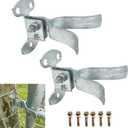 Flat Back Wall Mount Fork Gate Latch for Chain Link Fence, Galvanized Steel with Padlock Hole, Fits 1-3/8" Gate Frame, Includes Screws for Wood Post and Farm Gate (2-Pack)