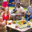 Divided Chilled Serving Tray for Parties,Ice Chilled Party Platter,Ice Serving Bowl with Lid and Handle,Charcuterie Serving Board,Cold Dish Dip for Fruit Seafood Vegetable Shrimp Cocktail Appetizer... (Green)