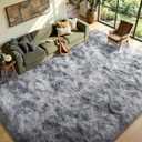 FinRèc 9x12 Feet Rugs for Living Room Bedroom, Soft Grey Fluffy Area Rug, Non-Slip Solid Shag Rug for Nursery Kids Room Dorm Room Home Decor, Indoor Floor Carpet