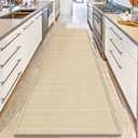 GOYLSER 15 ft Jute Running Rugs for Hallway, Kitchen Rug Runner Non Slip Washable Absorbent Hall Runner Rug, Beige Runner for Kitchen Floor Non Slip