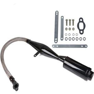 Flexible 2 Stroke Exhaust Muffler Silencer for 2 Stroke 49cc 60cc 66cc 80cc 100cc Motorized Bike Bicycle Engine Gas Motor Parts Black