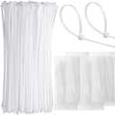 200 Pcs 14" Zip Ties Heavy Duty Plastic Zip Wire 75 lb Tensile Strength UV Resistant Cable Ties Self Locking Wraps for Indoor and Outdoor (White)