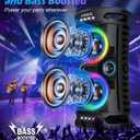 Large Party Bluetooth Speaker, 260W Peak Powerful Loud Sound with Deep Bass, 15Hr Playtime, Fast Charge, RGB Cool Light Show, TWS, Portable for Outdoor Beach, Camping, Backyard, Work, Home (Black)