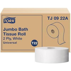 Tork Jumbo Toilet Paper Roll White T22, Universal, 2-ply, 12 x 1000', TJ0922A