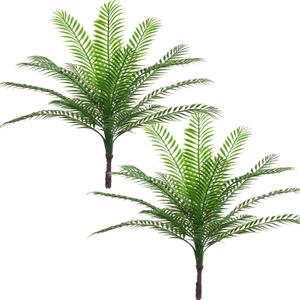 CATTREE Fake Tropical Palm Plant, 2 Pack Artificial Plastic Tree Plants Faux Greenery Leaves Shrubs Boston Fern Bushe for Indoor Outdoor Modern Decoration in Pot for Home Garden Office Wedding Dcor (Tropical Palm Plants 2pcs)