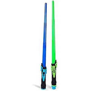 Boley Light Saber for Kids – Blue & Green Extendable LED Toy Swords for Kids – Interactive Sound Light-Up Playset – Fun Dueling Swords for Sci-Fi Cosplay and Pretend Play – Ages 3+, 2 Pack