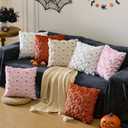 Halloween Ghost Pillow Covers 18x18 inch Set of 2,Rust Soft Plush Faux Fur Throw Pillow Cases Decorative Cushion Case for Bed Sofa Chair Fall Autumn Halloween Home Decor