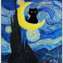 CAXIYSH Starry Night Black Cat Canvas Wall Art Cute Funny Cat Poster Famous Impressionist Oil Paintings Abstract Farmhouse Gallery Aesthetic Room Wall Decor 16X24 inch Unframed