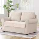 BT.WA Couch Cushion Cover Velvet 2 Pieces Seat Cushion Cover Stretch LoveSeat Couch Covers Separate Sectional Sofa Slipcovers Furniture Protector (2-Seater or Backrest, Beige)