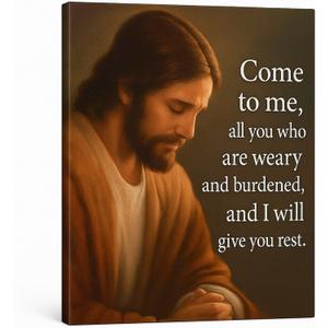DoawBang Jesus Wall Art Canvas Come to Me Matthew 11:28 Scripture 12x16 inch Inspirational Christian Decor for Prayer Room, Home, or Office