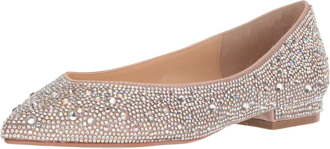 Betsey Johnson Women's Jude Ballet Flat (5, Nude Satin)