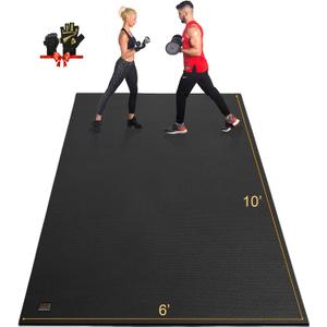 GXMMAT Extra Large Exercise Mat 16'x6'/12'x6'/10'x6'/8'x6'(7mm), Extra Wide Workout Mats for Home Gym Flooring, Non-Slip Thick Durable Cardio Mat for MMA,Plyo,Jump Rope,Weights,Fitness,Shoe-Friendly (Black Real)