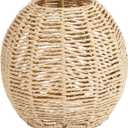 Woven Paper Rope Lamp Shade Simulation Rattan Pendant Light Shade Ceiling Fan Light Bulb Covers, Lamp Shade Hanging Pendant Light Cover for Pendant Floor Table Lamps Living Room Bedroom Office Hotel