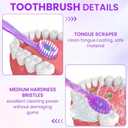 120 Pack 5-in-1 Mini Toothbrush Disposable, Waterless Disposable Toothbrushes with Toothpaste, Floss, Tongue Scraper, Toothpick, Prepasted Toothbrushes for Travel Hotel