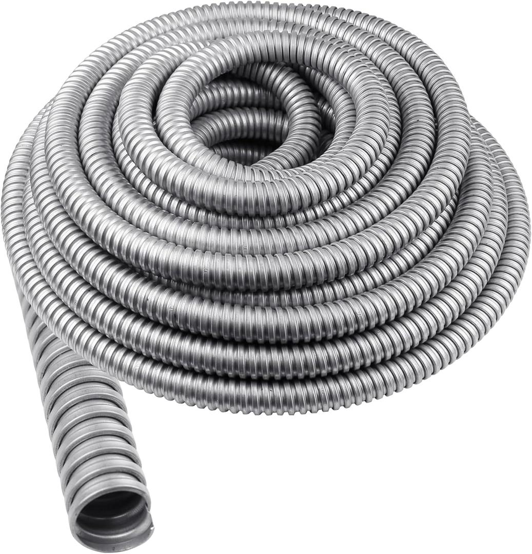 Galvanized Steel Flexible Metal Conduit - Greenfield Electrical Wiring, 3/4" x 25 ft, Corrosion Resistant, Smooth Interior