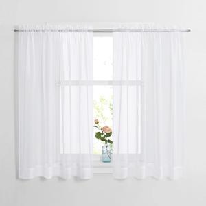 NICETOWN White 60" Width, 45" Length, Small Window Soft Sheer Curtains Rod Pocket Design for Office & Nursery Room, Set of 2