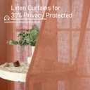LAMIT Light Filtering Sheer Linen Curtains 102 inches Long, Linen Textured Semi Sheer Bronze Grommet Natural Boho Drapes for Living Room/Farmhouse, 2 Panels, Terracotta, 52 x 102 Inch