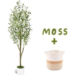Waipfaru 5FT Artificial Olive Tree with Basket, Realistic Wood Trunk