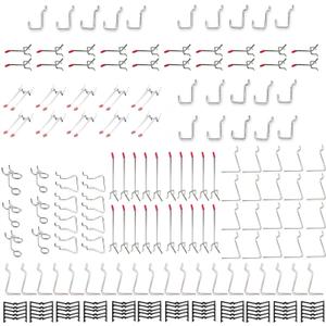 TORACK 184PCS Pegboard Accessories, Pegboard Hooks Organizer kit with Peg Locks, Metal Hooks for Pegboard Storage System