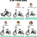 JMMD 6 in 1 Toddler Bike with Push Handle for Kids 18-60 Months, 12" Foldable Balance Bike with Training Wheels, Pedals, Brakes, Kickstand, Push Tricycle Toddler Gift & Toys for Boy & Girl