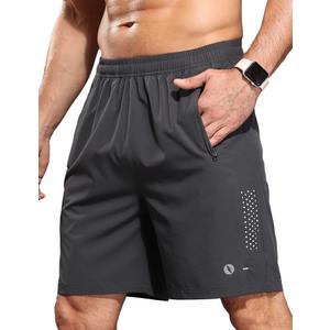 SUPIVO Men's Athletic Running Shorts Quick Dry 7" Lightweight Workout Shorts Training Sports Gym Hiking Basketball Gray M (M)