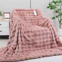 Heated Blanket Electric Throw- 50"x60" Soft Thick Bubble Electric Blanket for Sofa with 5 Heat Levels & 4 Hours Auto-Off Overheat Protection, Warm Cozy Gifts, Pink