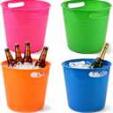 OBTANIM 4 Pack Colorful Plastic Buckets Drink Cooler Storage Ice Pails with Handles for Plants, Party Favors Organizing, Home Decor or Classrooms Pencil Storage