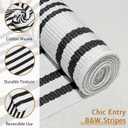 2 Pcs Summer Door Mat, Coco Coir Welcome Doormat with Black and White Striped Mats, Extra Thick & Non-Slip Backing for Farmhouse Front Porch Entryway, Seasonal Layered Porch Dcor Floor Mat (Welcome)